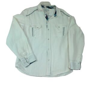 Pila Design Western Pearl Snap White Long Sleeve Shirt Men's XXL Rancher Cowboy